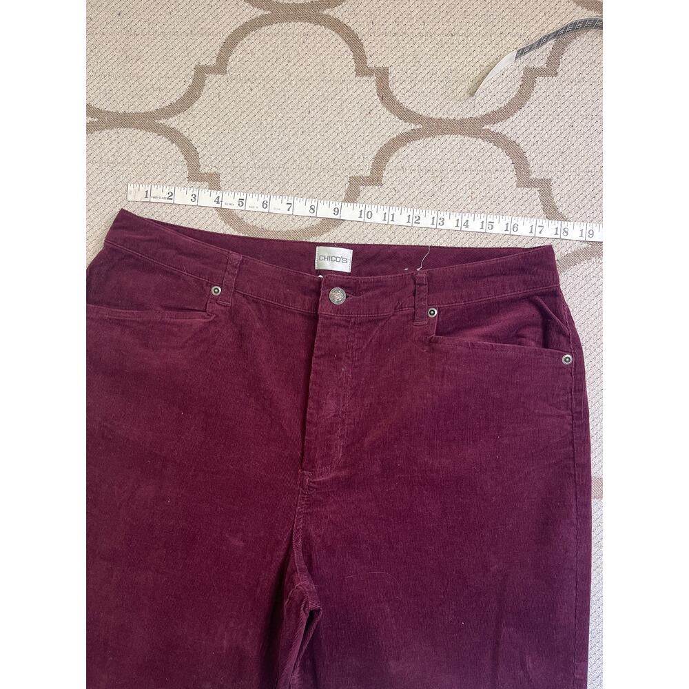 Chico’s Women's Burgundy Corduroy Pants Size 3 / 16 Tall Long - Picture 6 of 13